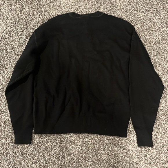 Everlane Wool Blend Ribbed Trim Crewneck Pullover Sweater black medium NWT - Picture 2 of 6